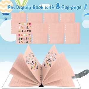 Enamel Pin Display Book – 8 Page Pin Holder Organizer Binder for Pins